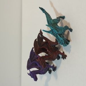 3 Dragons red purple green model mid evil figures detailed